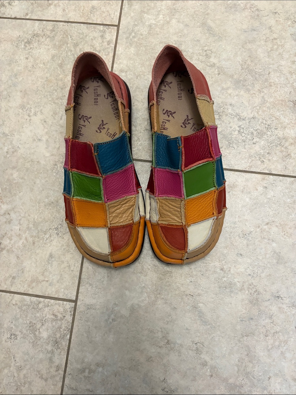 Multi-Color Patchwork Leather Slip-On Shoes
